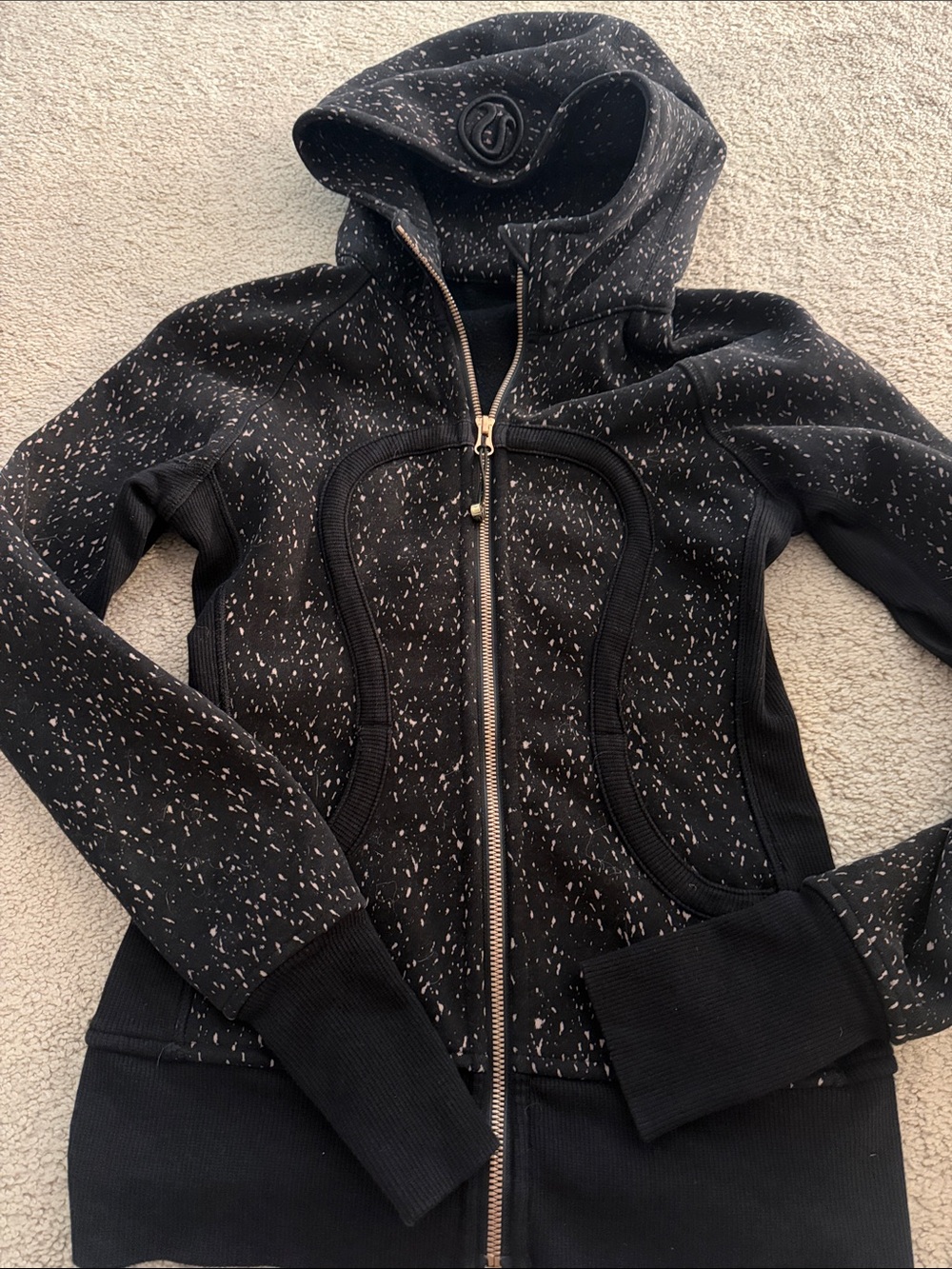 lululemon athletica Black Speckled scuba Zip-Up Hoodie Sz 4